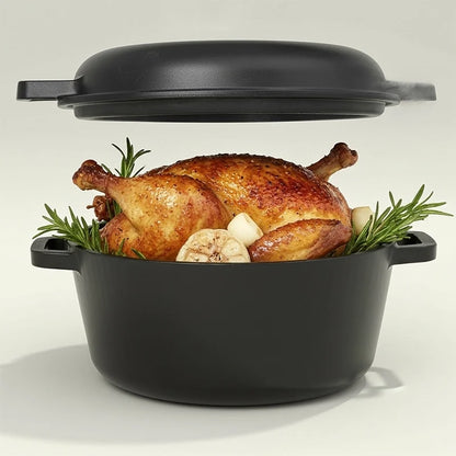 2 in 1 Pre Seasoned Cast Iron Dutch Oven with Griddle Lid