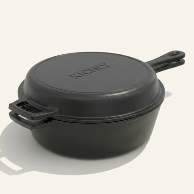 2 in 1 Pre Seasoned Cast Iron Combo Cooker