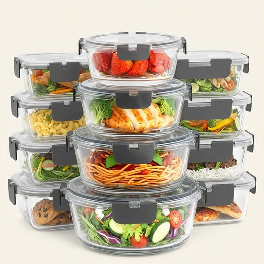 24-Piece Glass Food Storage Set with Airtight Lids