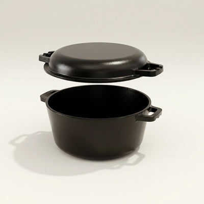 2 in 1 Pre Seasoned Cast Iron Dutch Oven with Griddle Lid