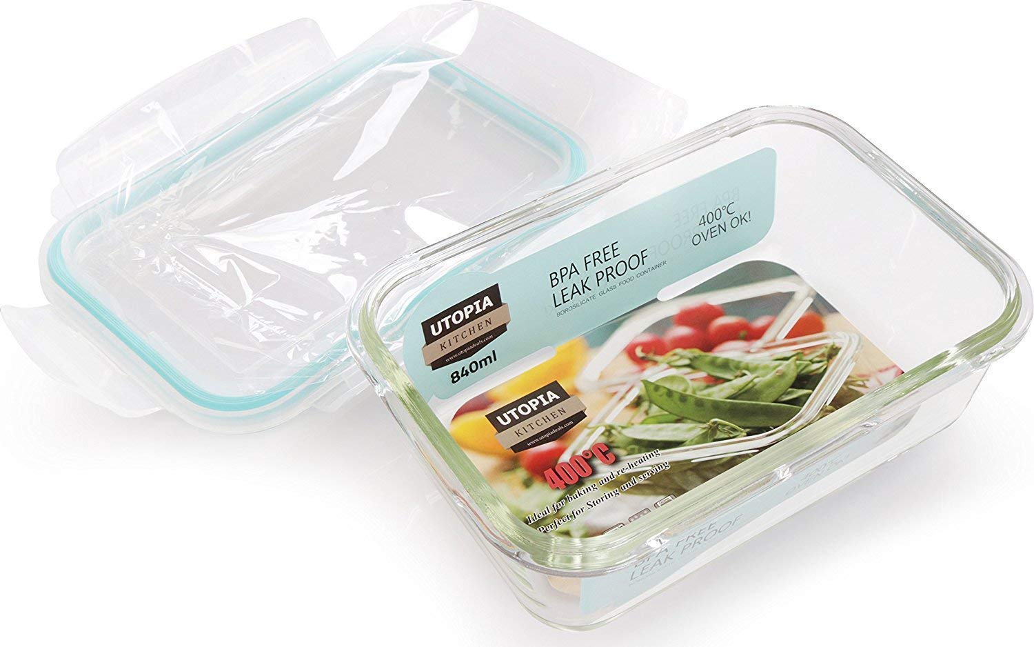 Utopia Kitchen Glass Food Storage Container Set - 18 Pieces (9 Containers  and 9 Lids) - Transparent Lids - BPA Free