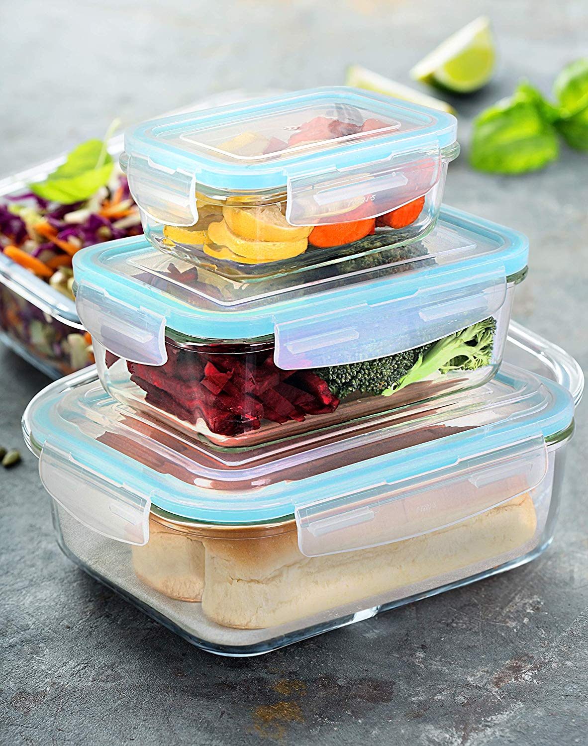 Glass Food Storage Container Set 12 Pieces 6 Containers And 6 Lids